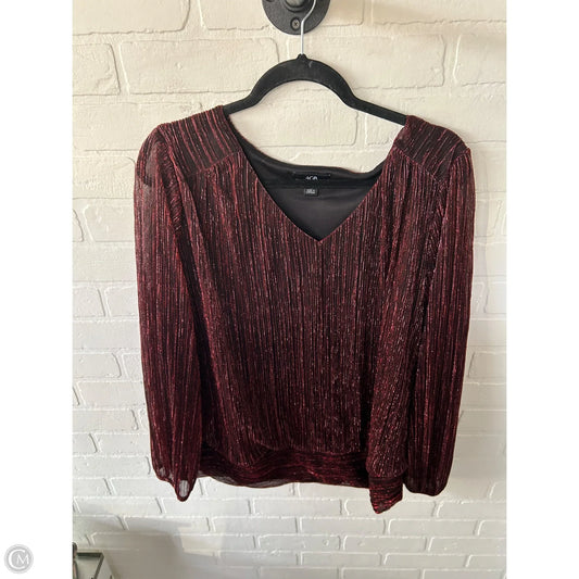Top Long Sleeve By Agb In Red, Size: 2x