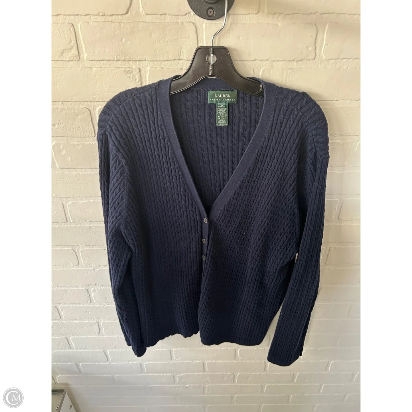 Sweater Cardigan By Lauren By Ralph Lauren In Blue, Size: 2x