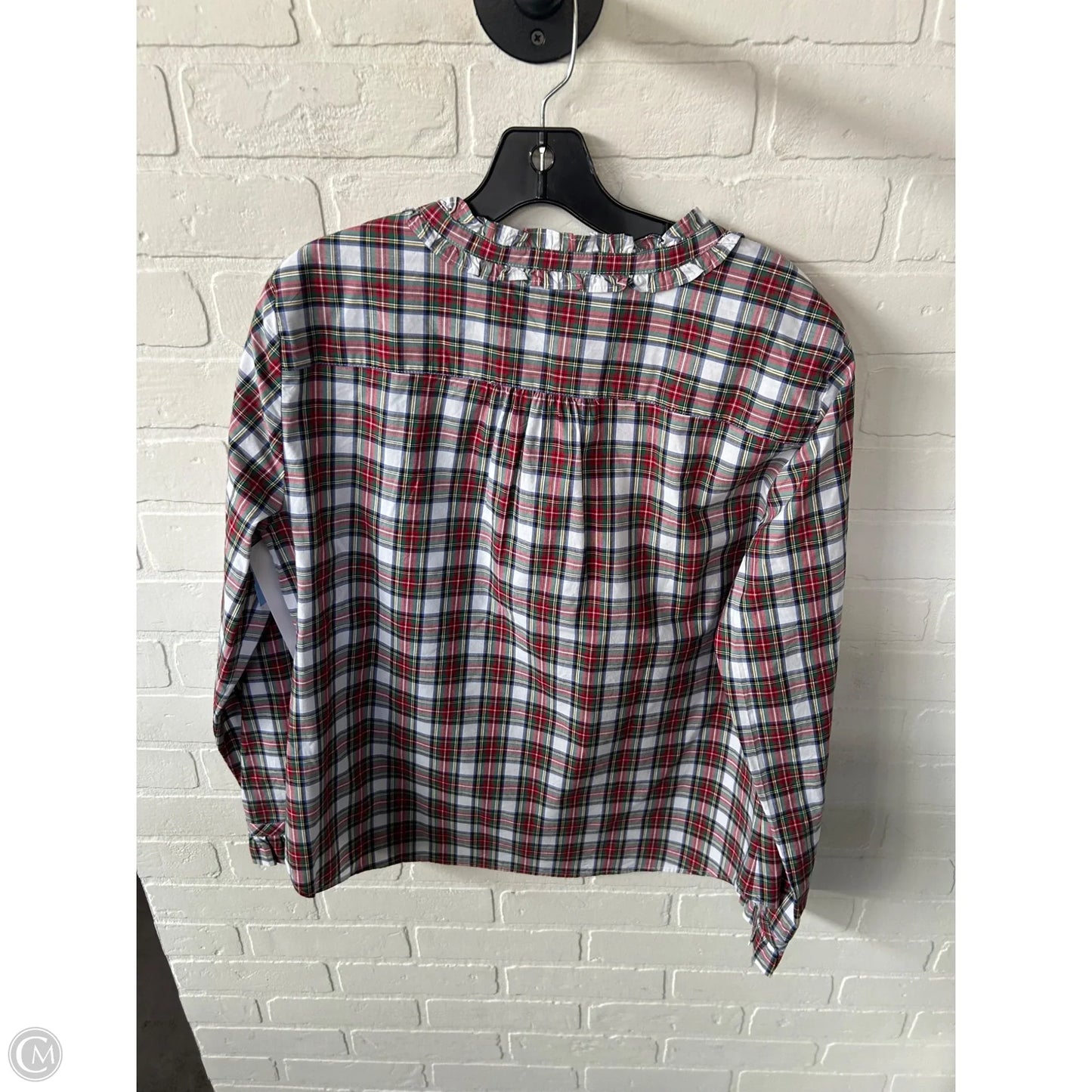 Top Long Sleeve By Talbots In Green & Red, Size: L