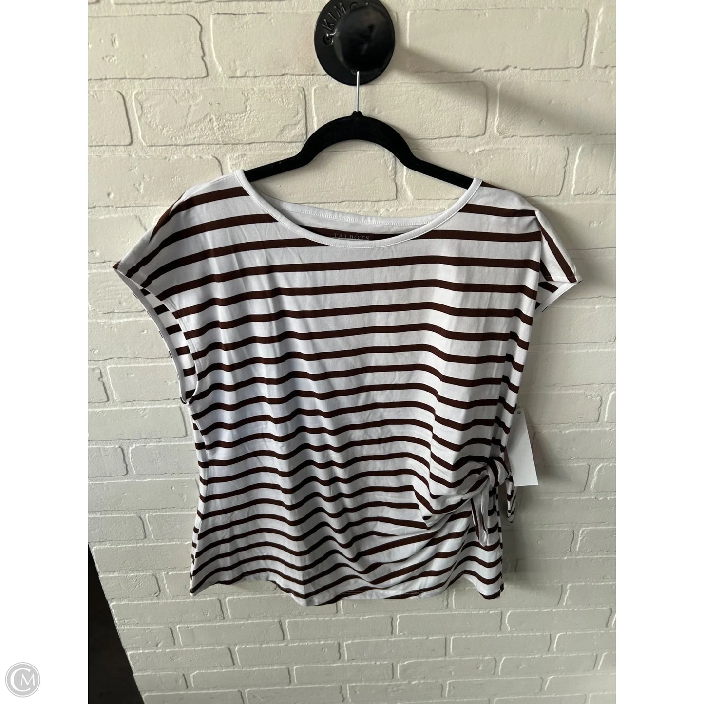 Top Short Sleeve By Talbots In Brown & White, Size: Xl