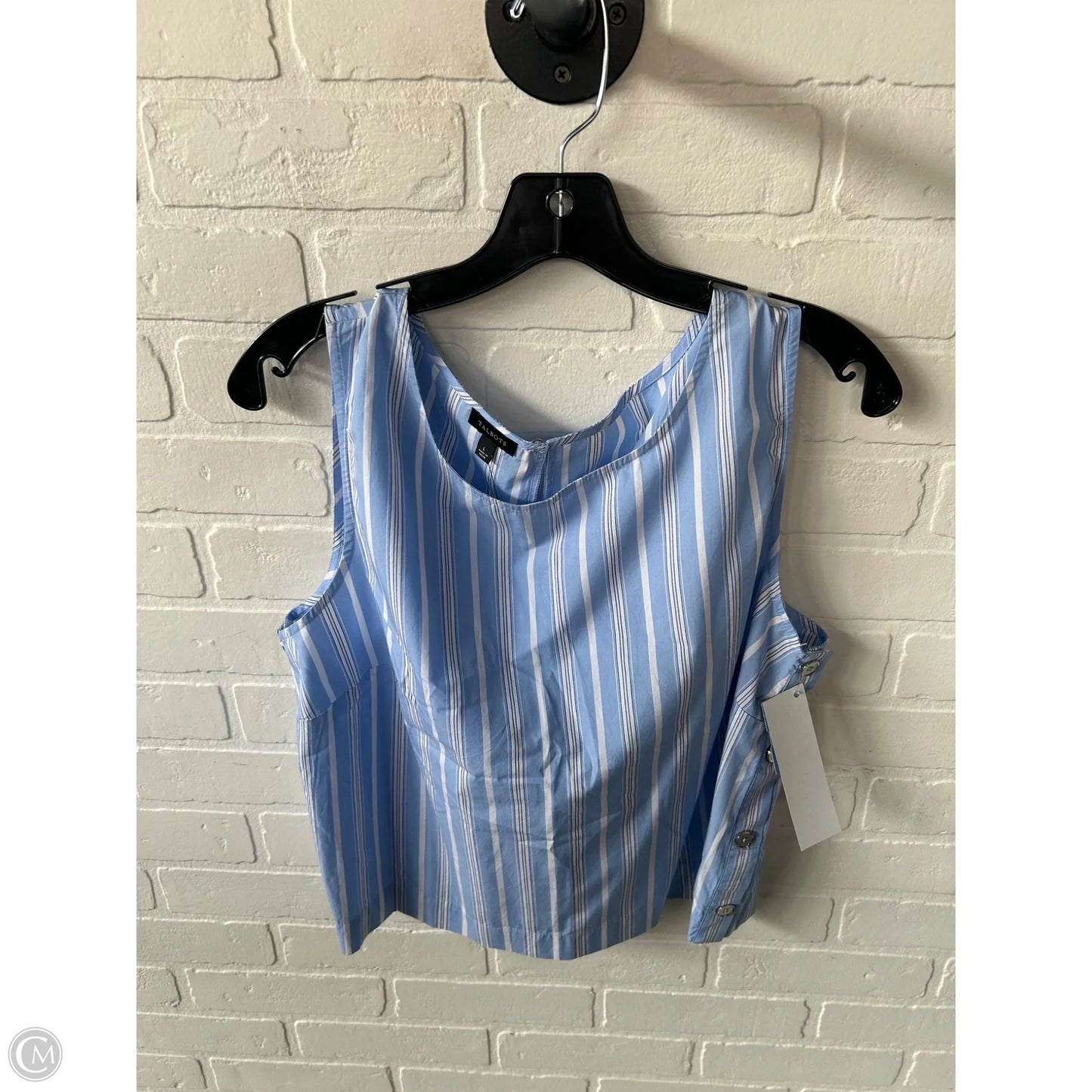 Top Sleeveless By Talbots In Blue & White, Size: L