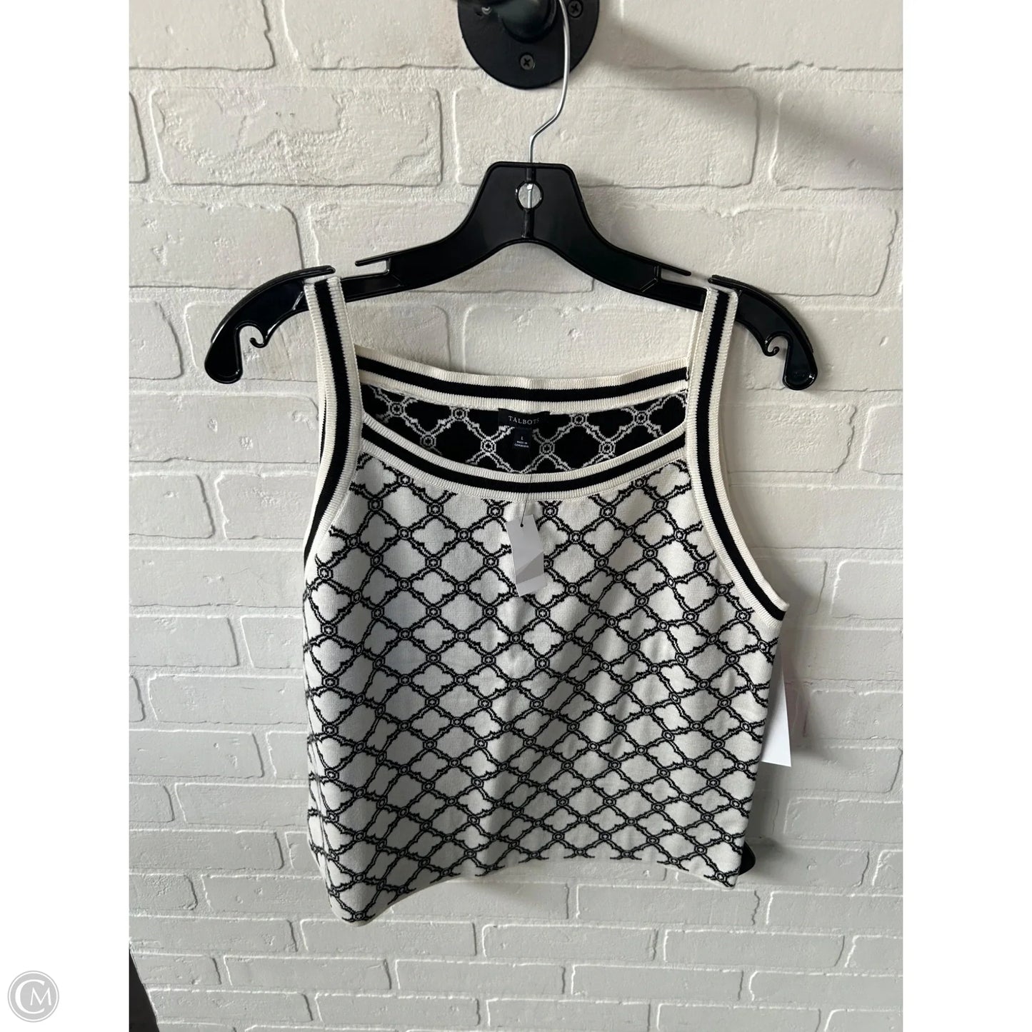 Vest Sweater By Talbots In Black & White, Size: L