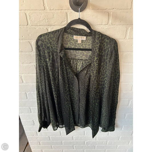 Top Long Sleeve By Michael By Michael Kors In Black & Green, Size: Xl