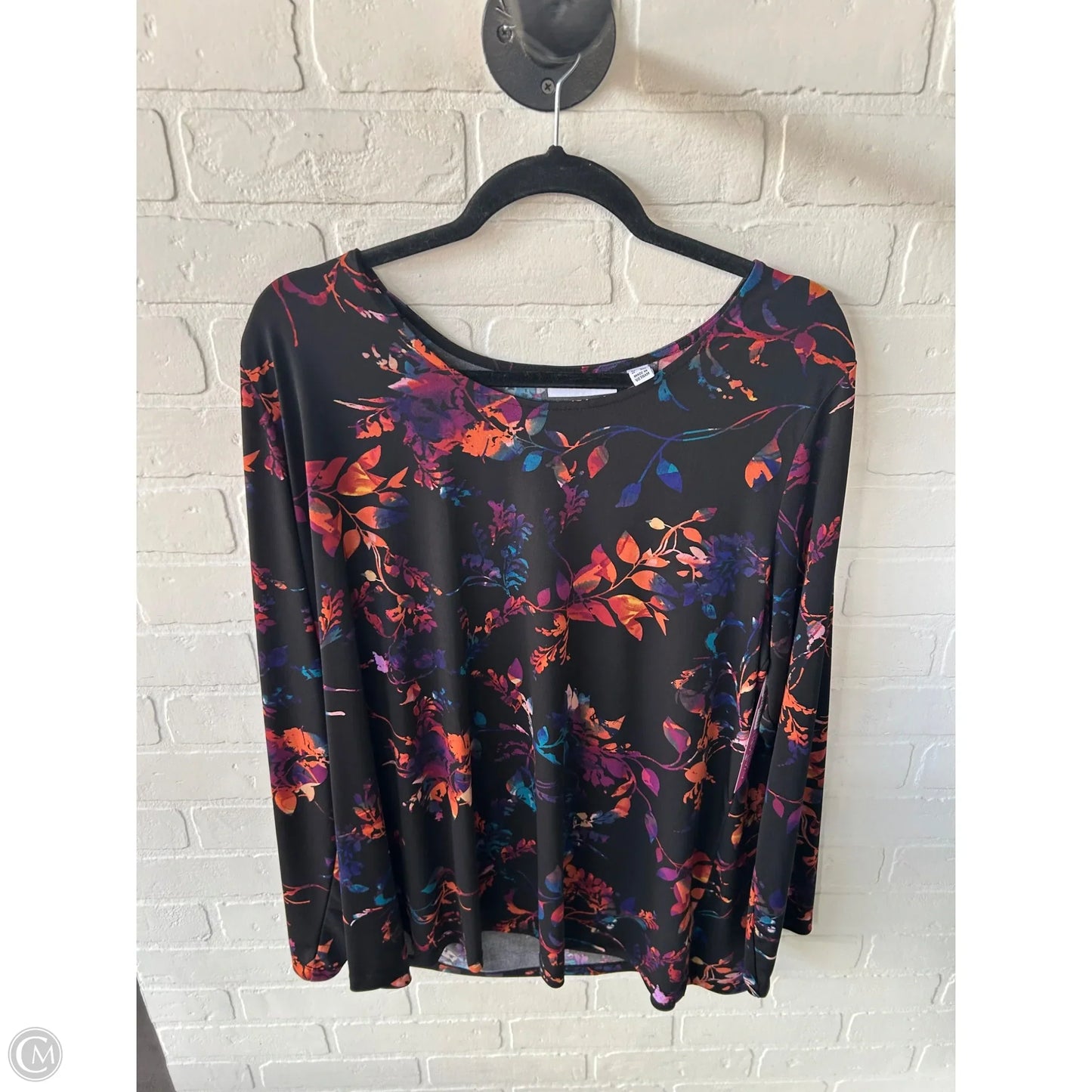 Top Long Sleeve By Susan Graver In Black & Orange, Size: 2x