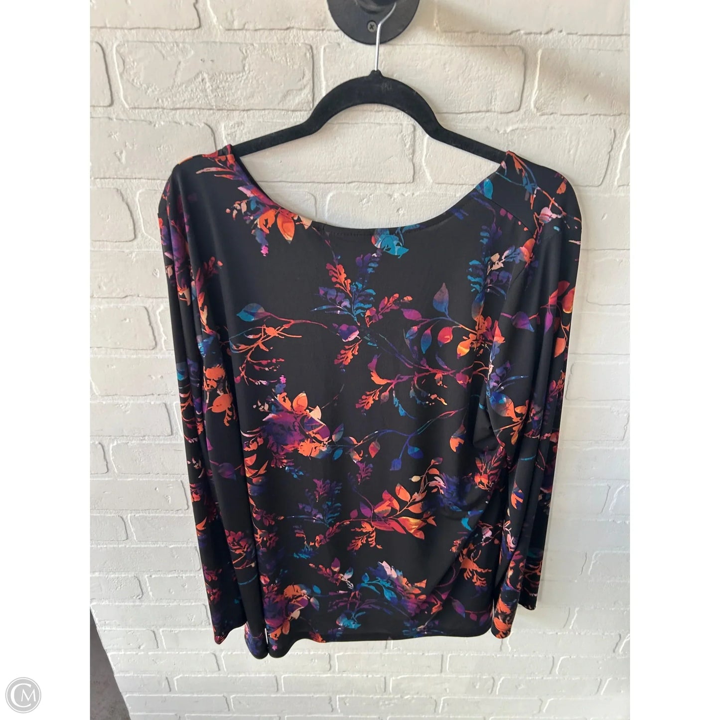 Top Long Sleeve By Susan Graver In Black & Orange, Size: 2x