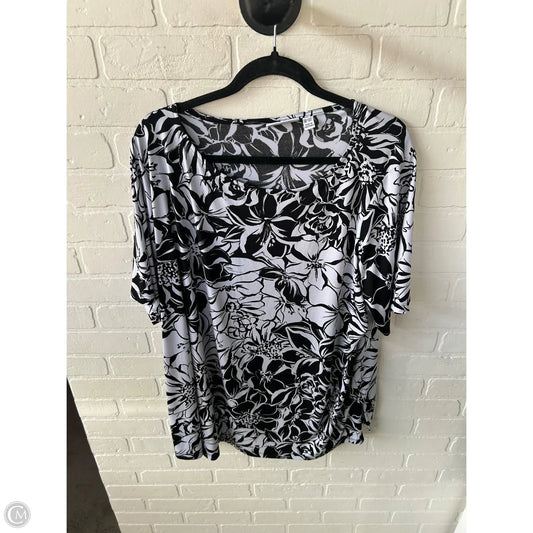 Top Short Sleeve By Susan Graver In Black & White, Size: 3x