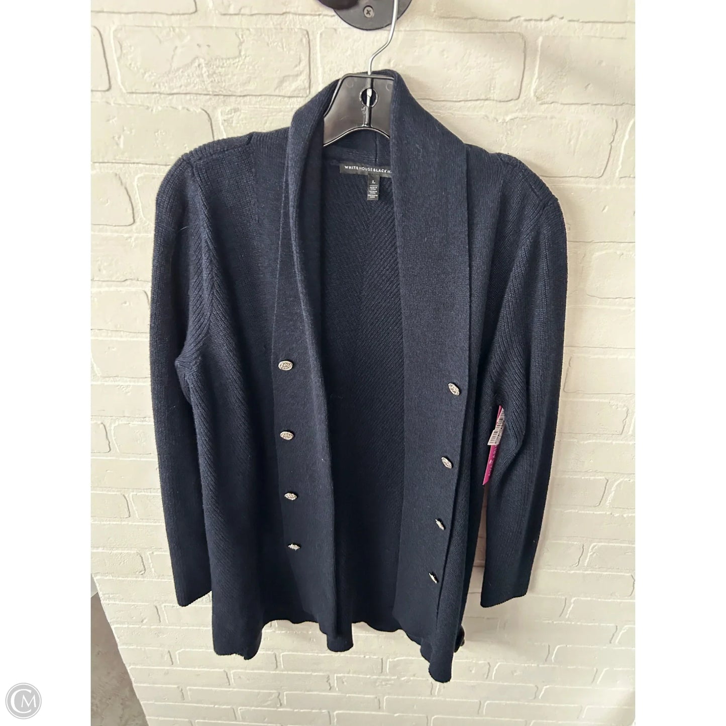 Sweater Cardigan By White House Black Market In Blue & Silver, Size: L