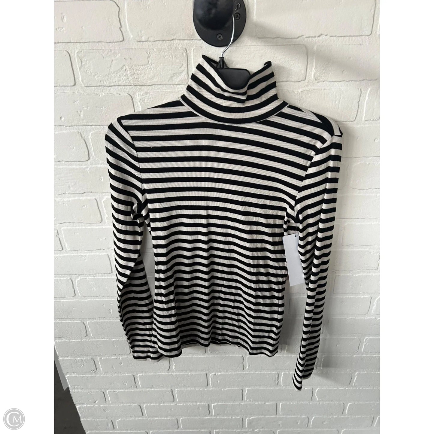 Top Long Sleeve By H&m In Black & Cream, Size: M