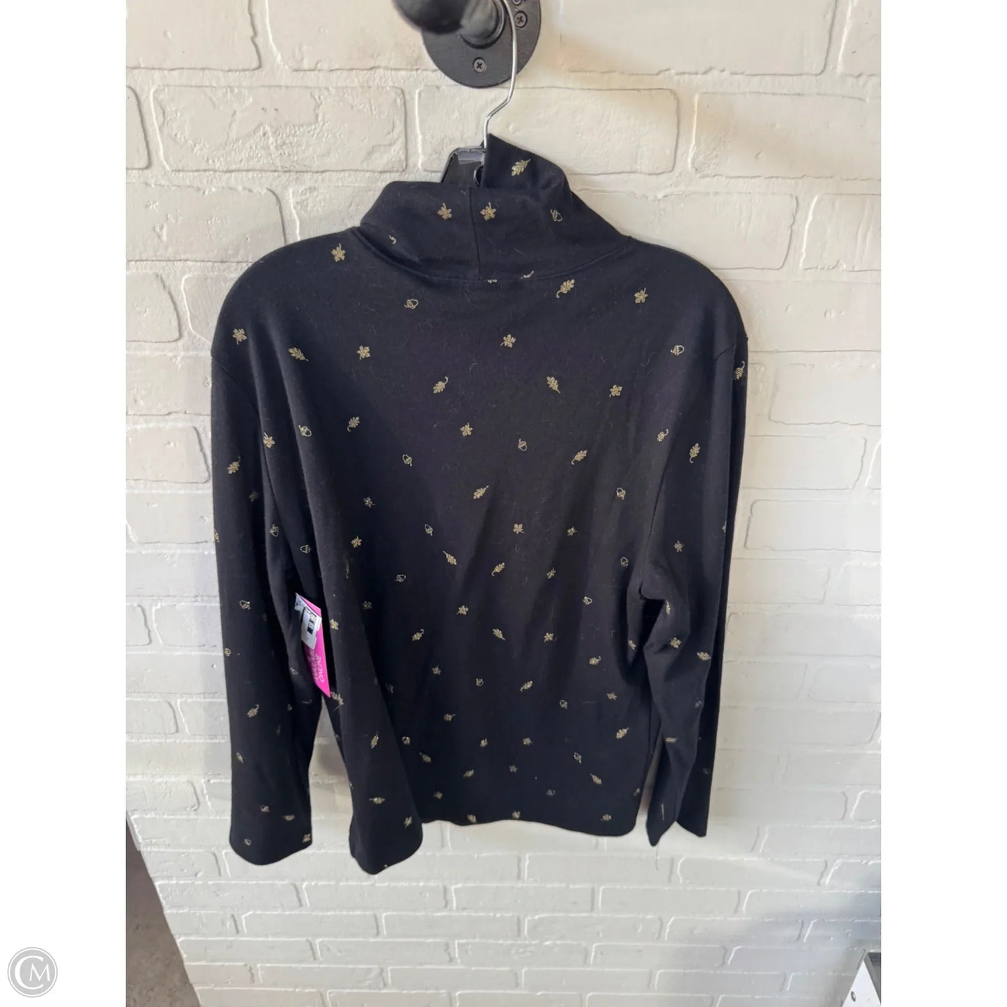 Top Long Sleeve By Karen Scott In Black & Gold, Size: Xl