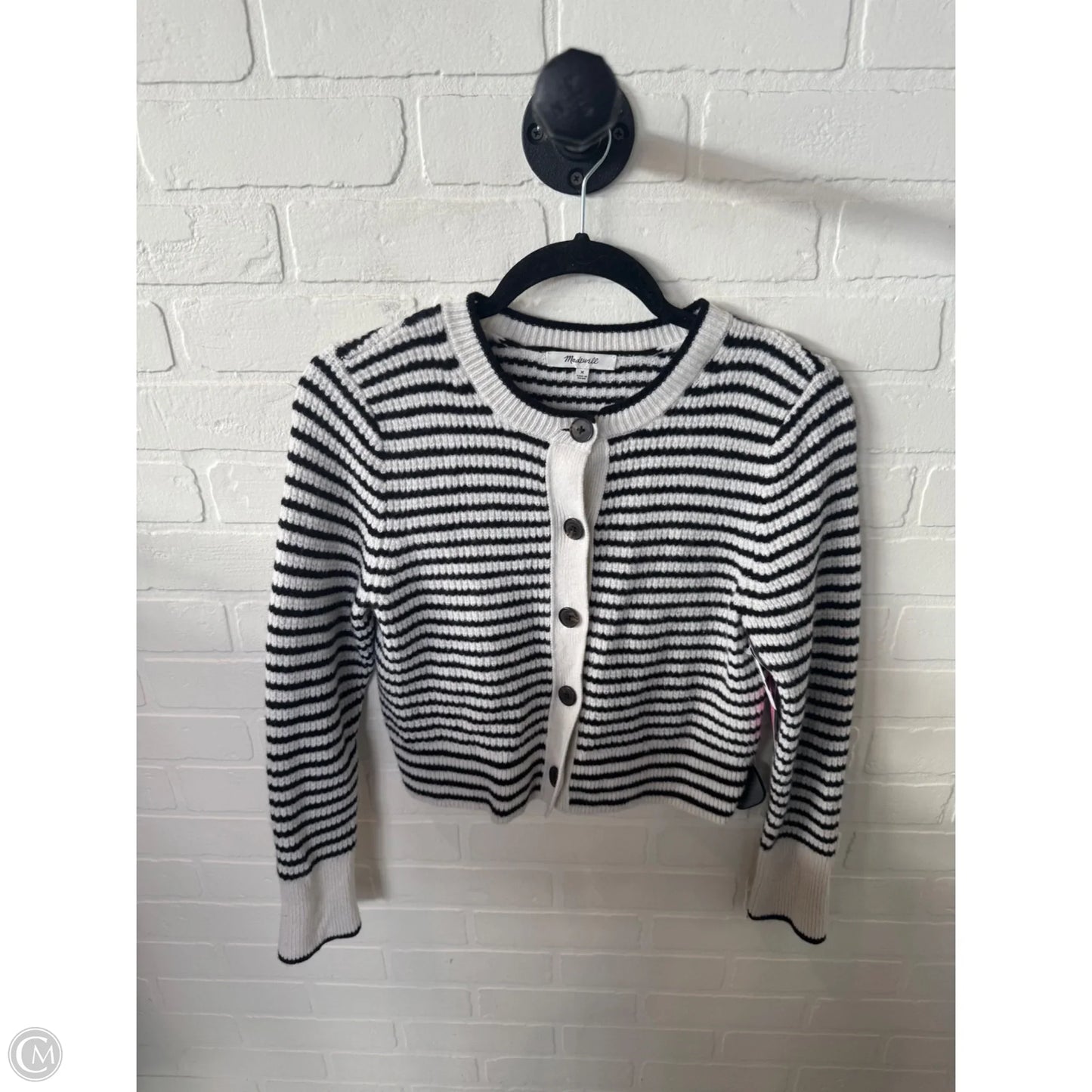 Sweater Cardigan By Madewell In Black & White, Size: M