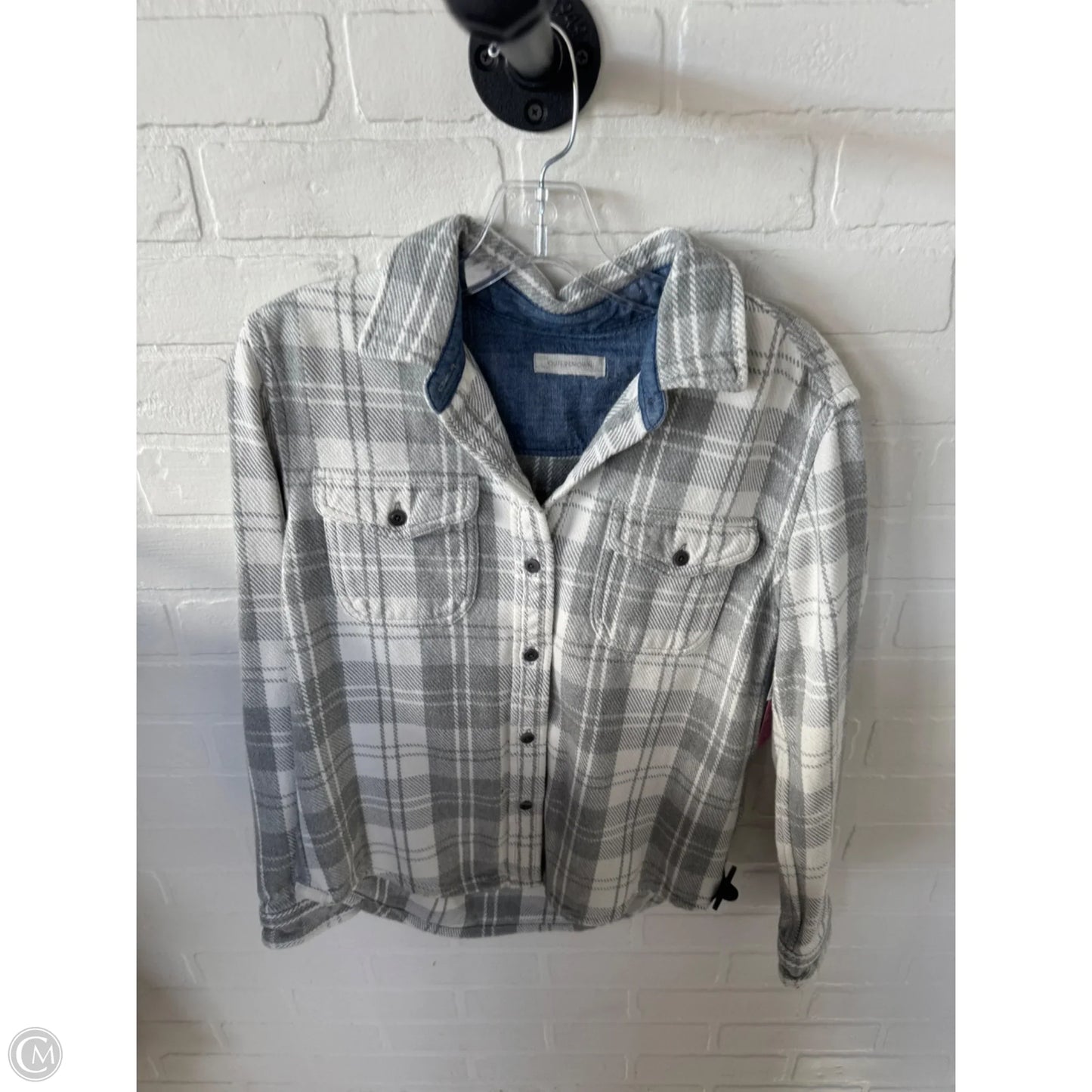 Jacket Shirt By Cmb In Grey & White, Size: Xs
