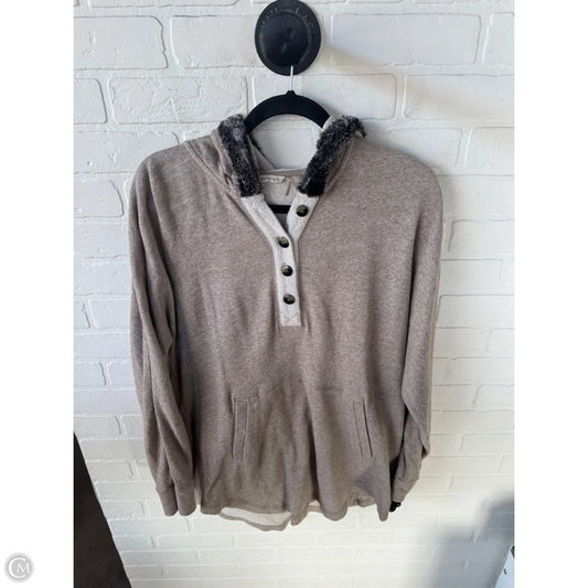 Sweatshirt Hoodie By Soft Surroundings In Tan, Size: M