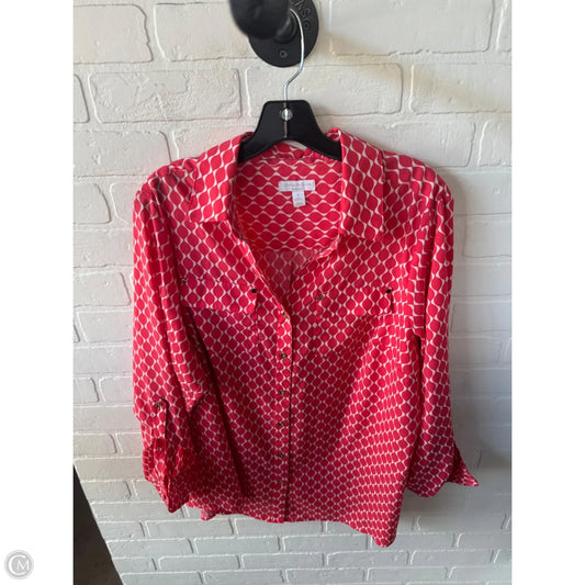 Top Long Sleeve By Charter Club In Pink & White, Size: 1x