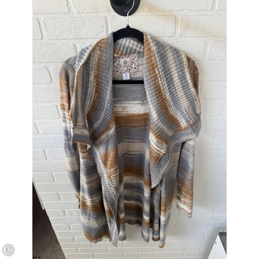 Sweater Cardigan By Clothes Mentor In Grey & Tan, Size: L
