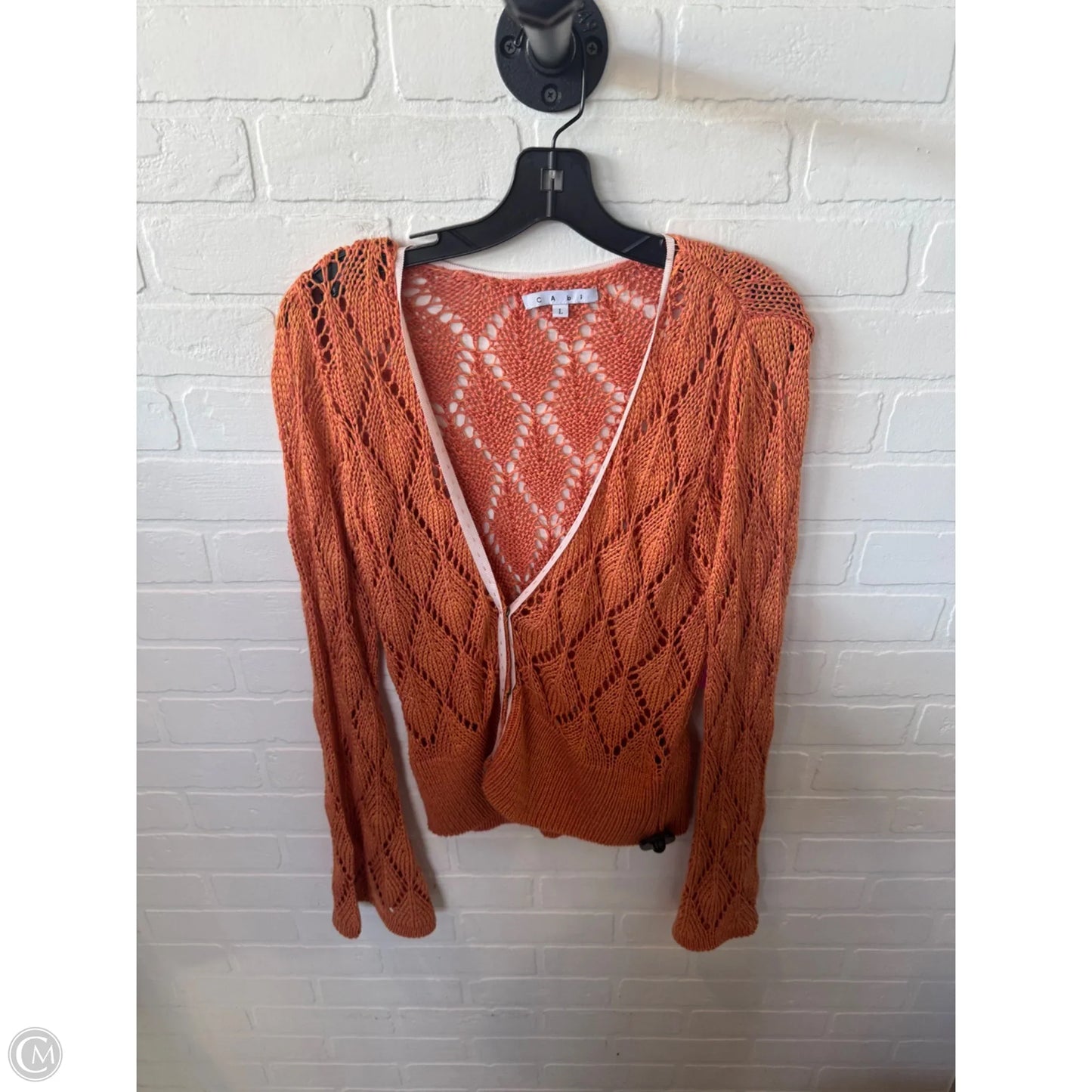 Sweater Cardigan By Cabi In Orange, Size: L