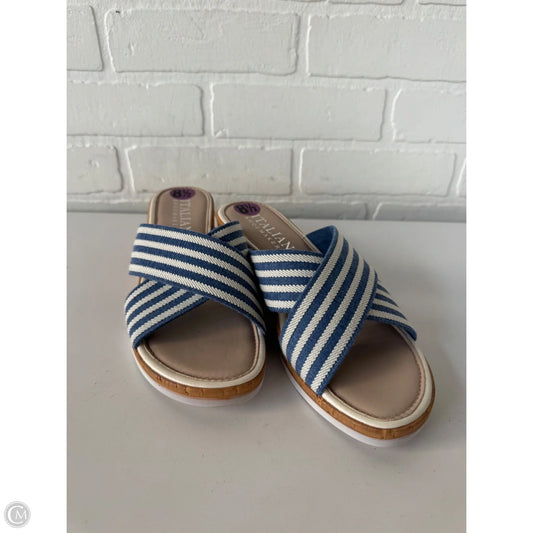 Sandals Heels Wedge By Italian Shoemakers In Blue & White, Size: 8.5