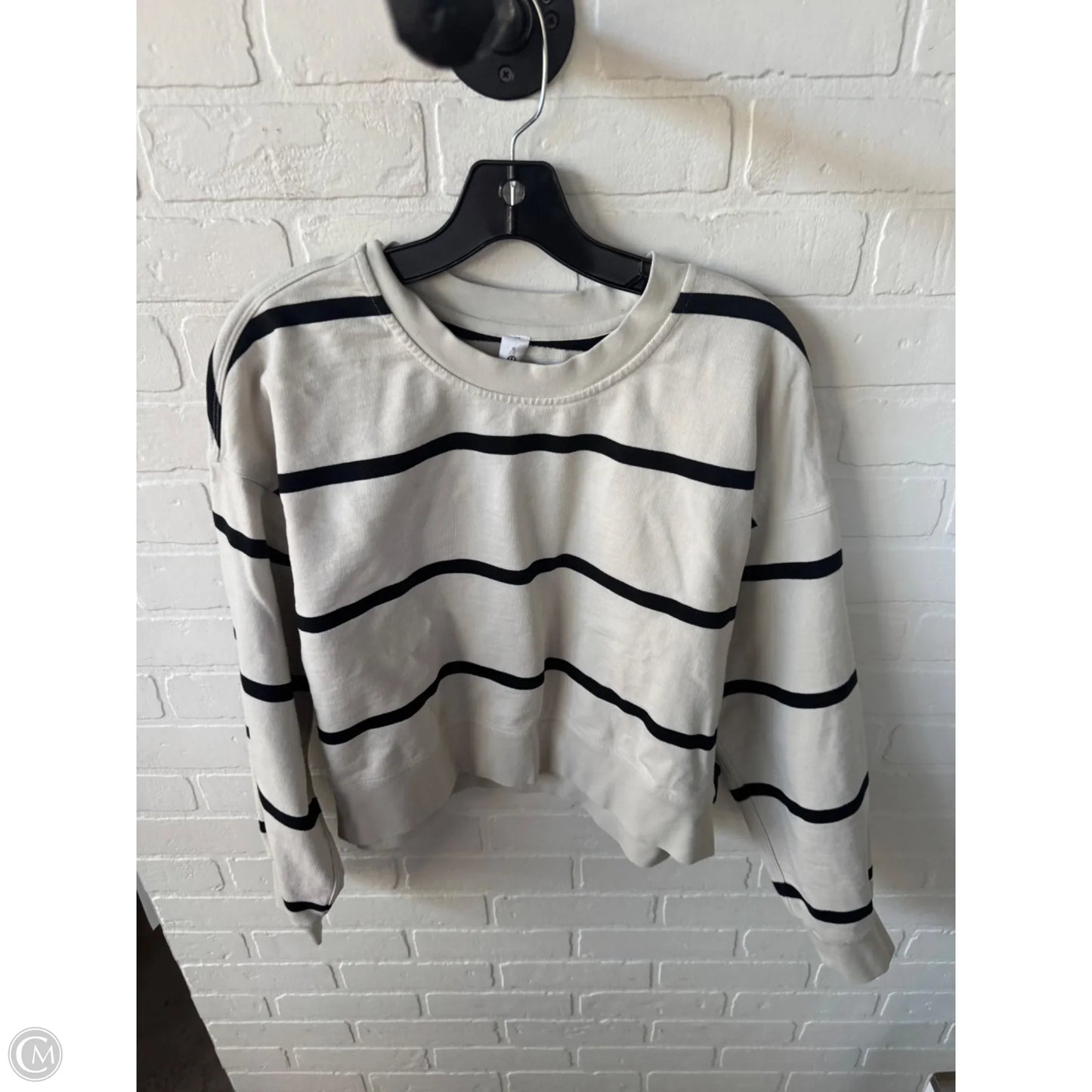 Athletic Sweatshirt Crewneck By Lululemon In Black & Tan, Size: M