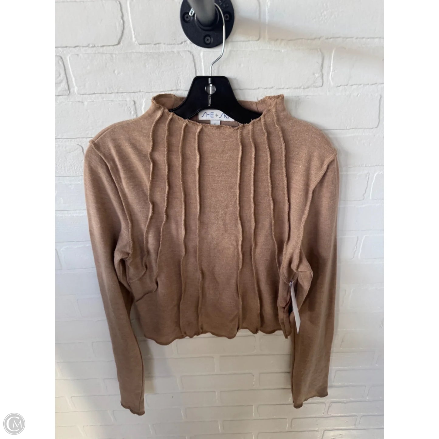 Top Long Sleeve By She + Sky In Tan, Size: L
