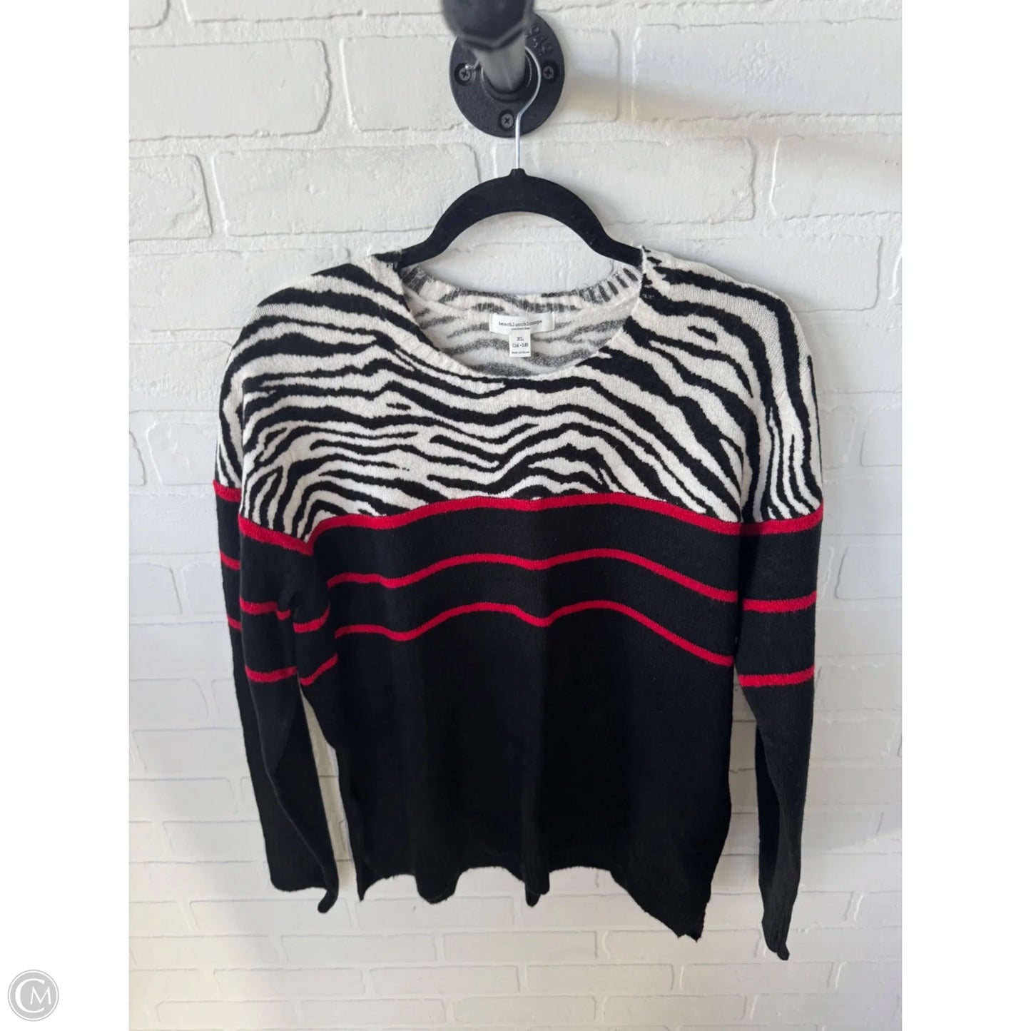 Sweater By Beachlunchlounge In Black & White, Size: Xl