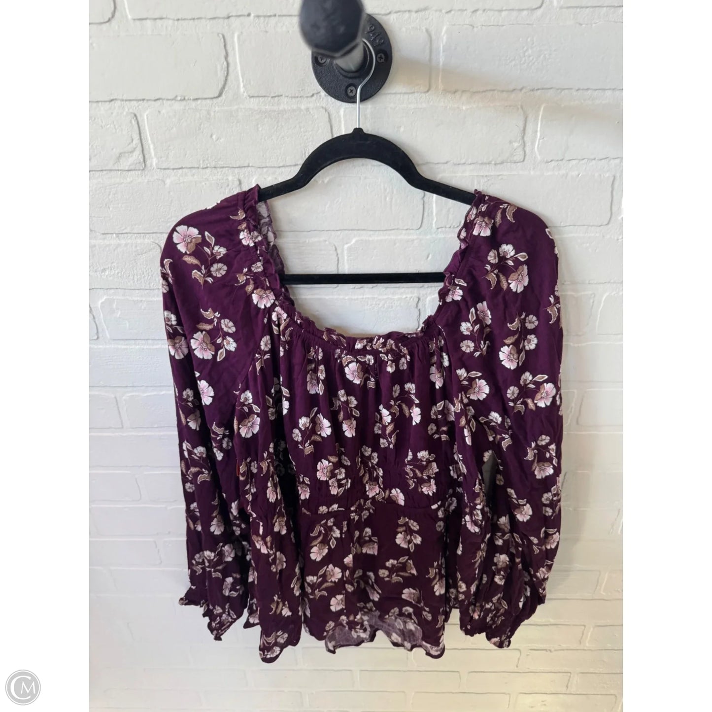 Top Long Sleeve By Torrid In Purple & White, Size: 2x