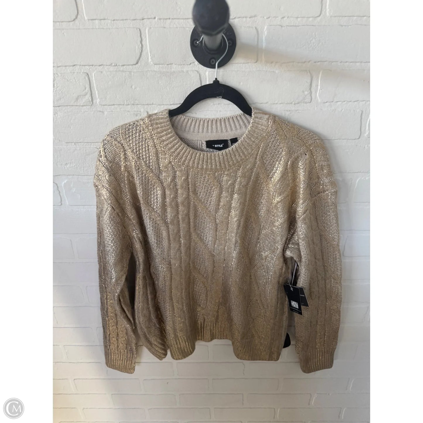 Sweater By Rd Style In Gold & Tan, Size: M