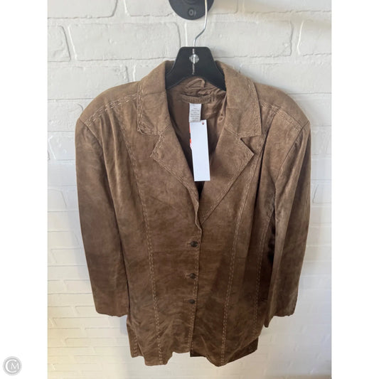 Coat Leather By Chicos In Brown, Size: Xl
