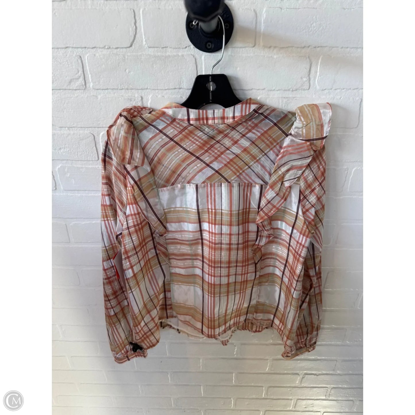 Top Long Sleeve By Current Air In Orange & White, Size: S