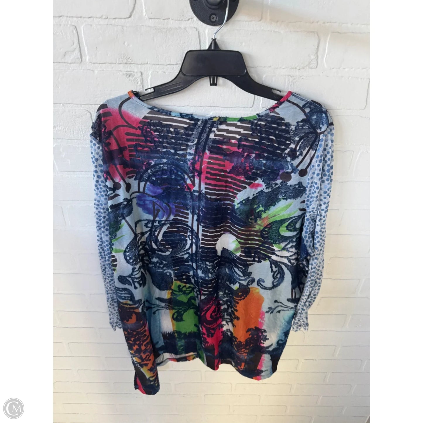 Top 3/4 Sleeve By Ali Miles In Blue & Orange, Size: 2x