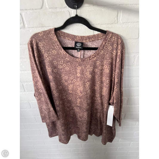 Top 3/4 Sleeve By Bobeau In Brown & Tan, Size: 3x
