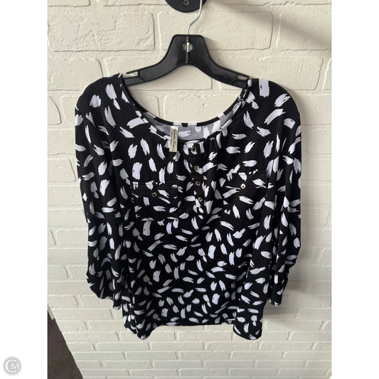 Top 3/4 Sleeve By Perseption Concept In Black & White, Size: 3x