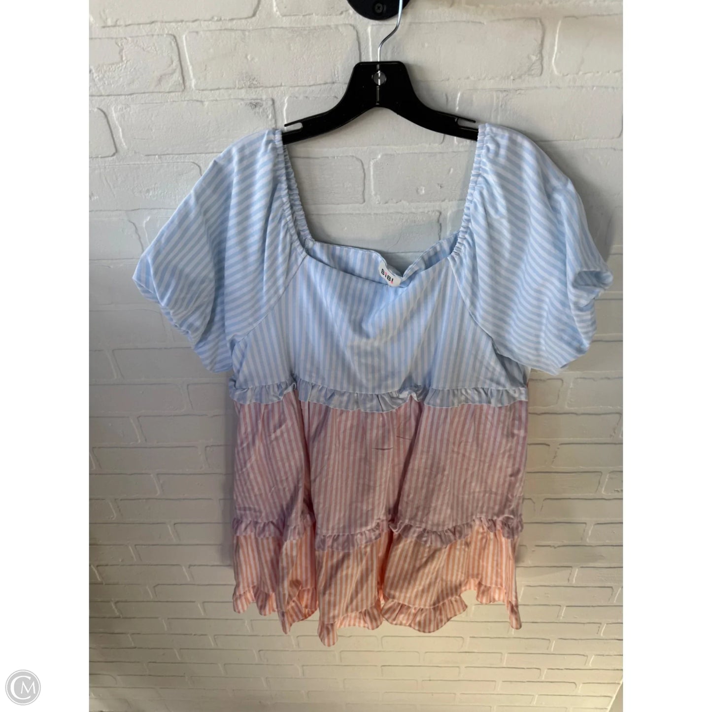 Dress Casual Short By Bibi In Blue & White, Size: Xl