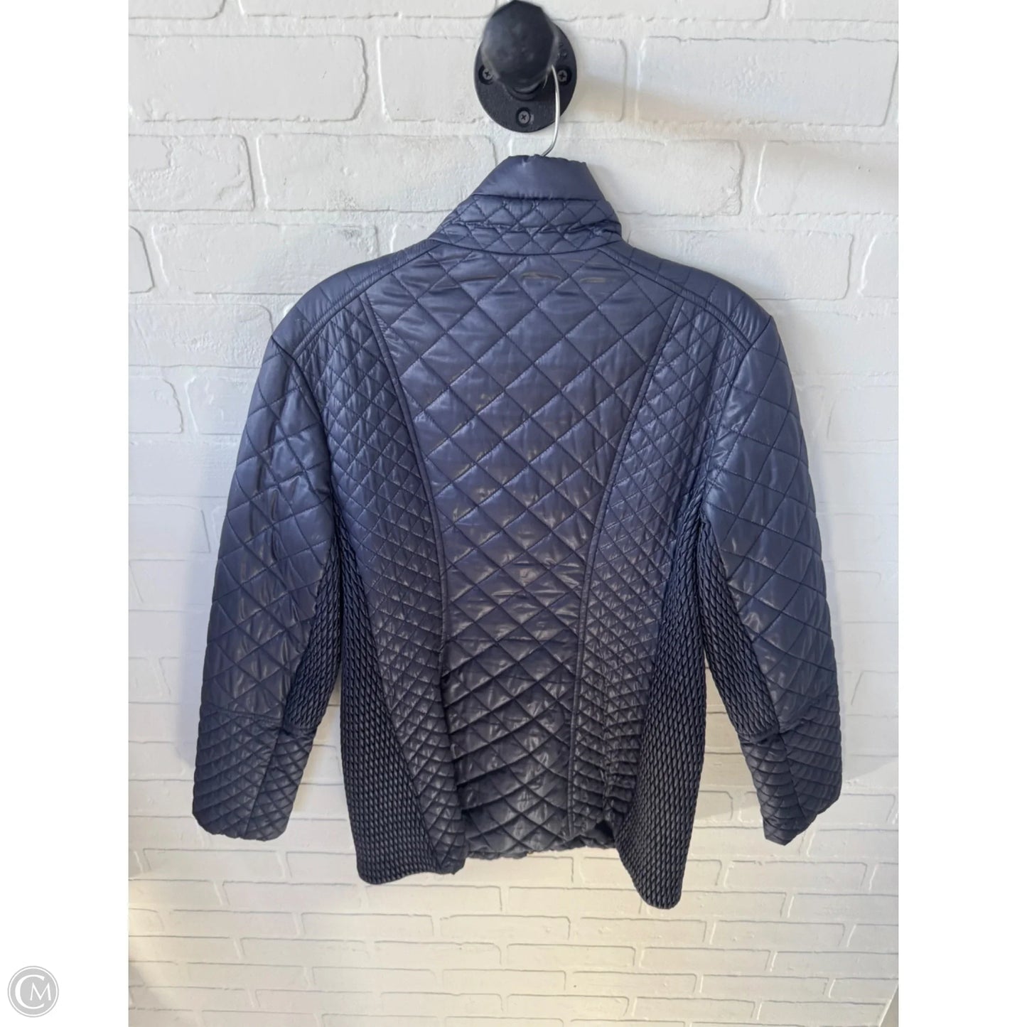 Coat Puffer & Quilted By Via Spiga In Blue & Gold, Size: S