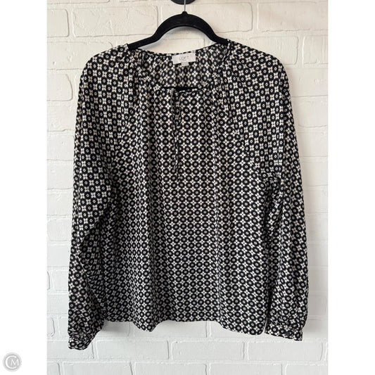 Top Long Sleeve By Loft In Black & Cream, Size: M