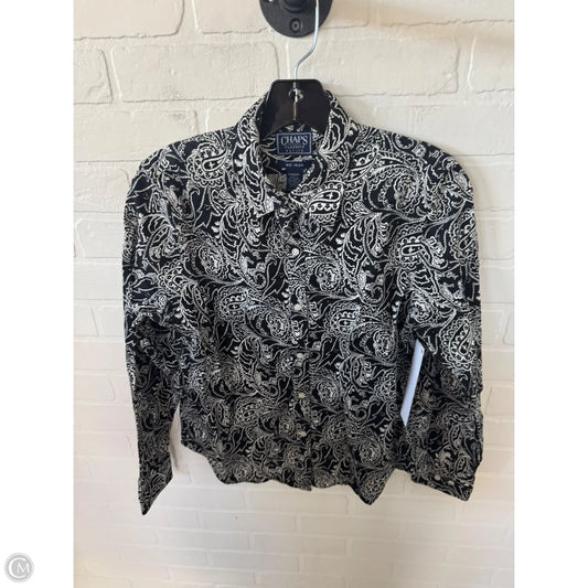 Top Long Sleeve By Chaps In Black & White, Size: Mp
