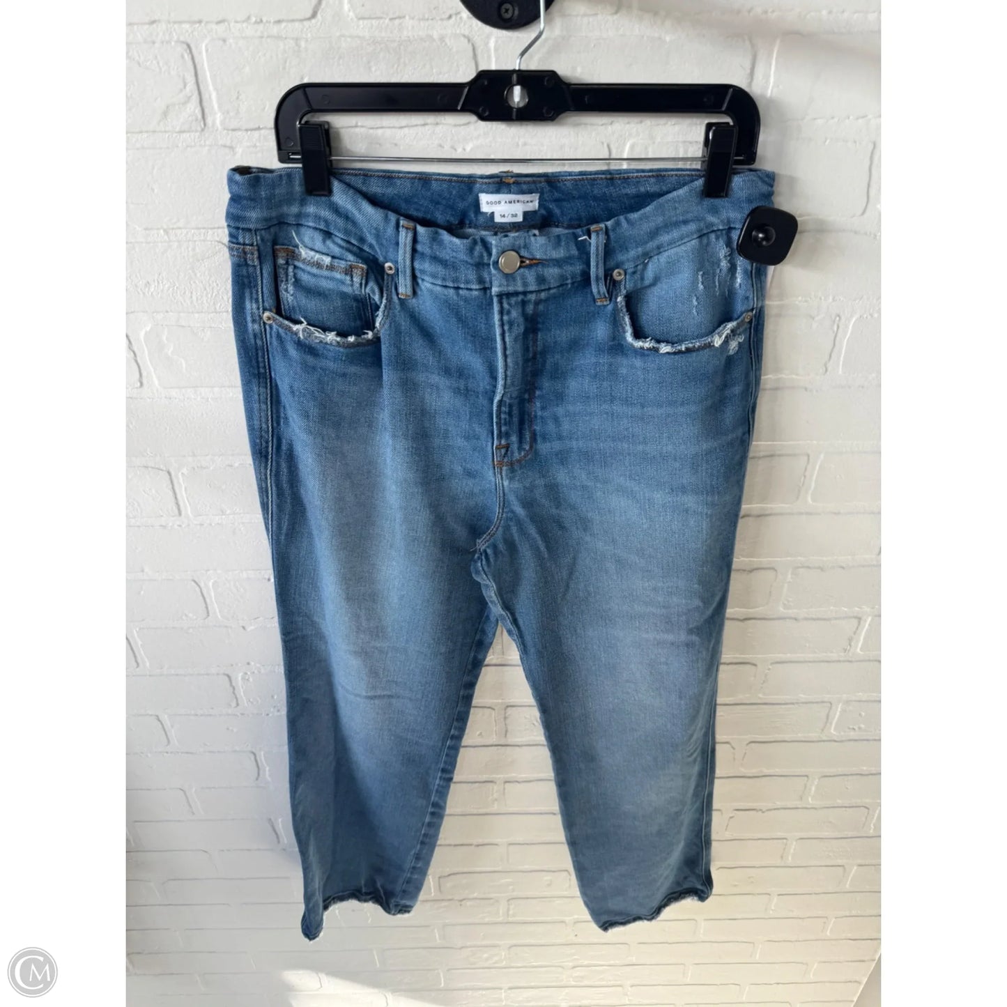 Jeans Straight By Good American In Blue Denim, Size: 14
