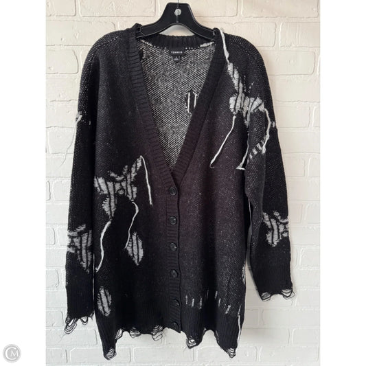 Sweater Cardigan By Torrid In Black & White, Size: 1x