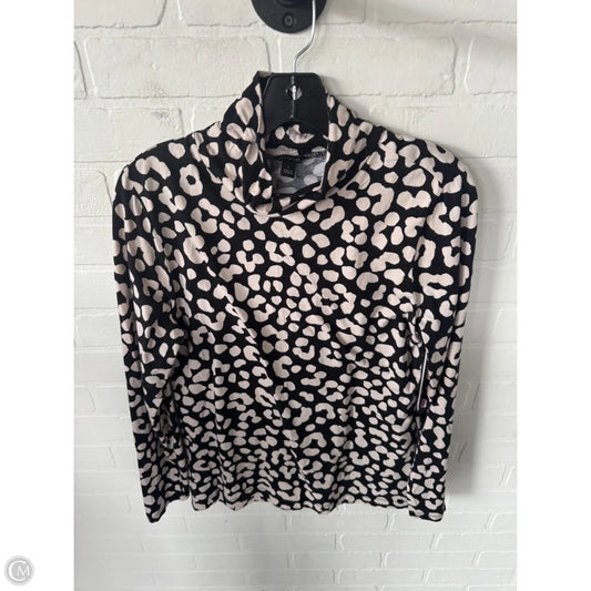 Top Long Sleeve Basic By Ann Taylor In Black & Tan, Size: L