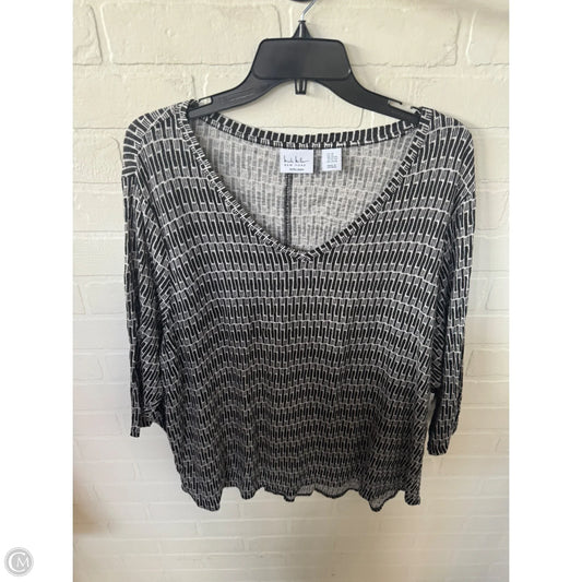 Top Short Sleeve By Nicole By Nicole Miller In Black & White, Size: 3x