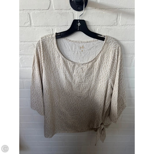 Top 3/4 Sleeve Basic By Belle By Kim Gravel In Tan & White, Size: 1x