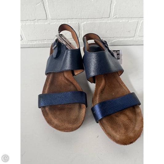 Sandals Heels Wedge By Sofft In Blue & Brown, Size: 8