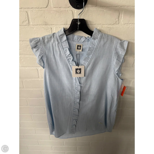 Top Short Sleeve By Anne Klein In Blue & White, Size: M