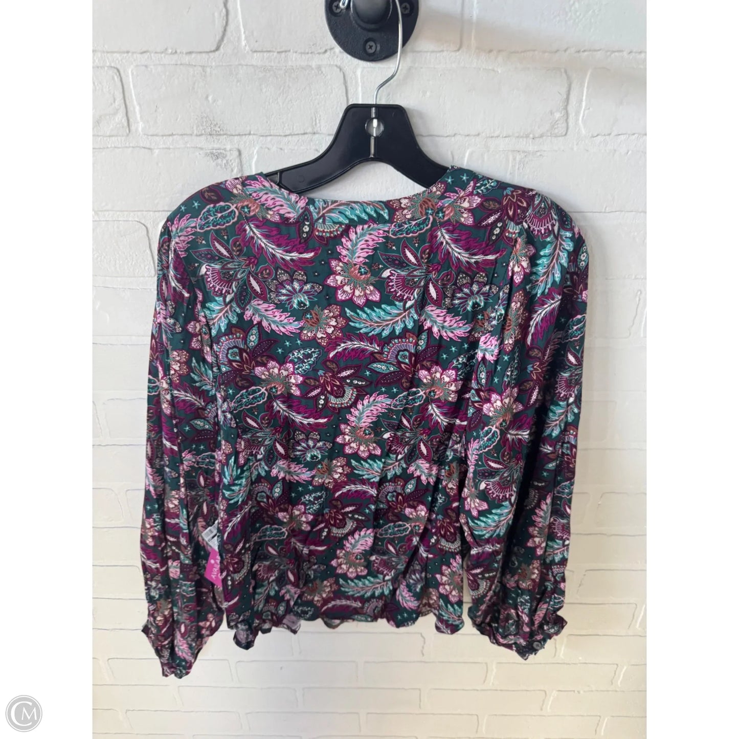 Top Long Sleeve By Loft In Green & Purple, Size: S