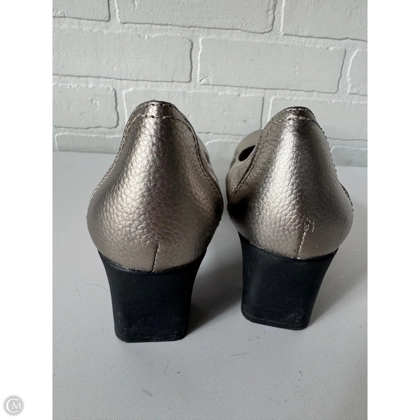 Shoes Heels Block By Clarks In Silver, Size: 8