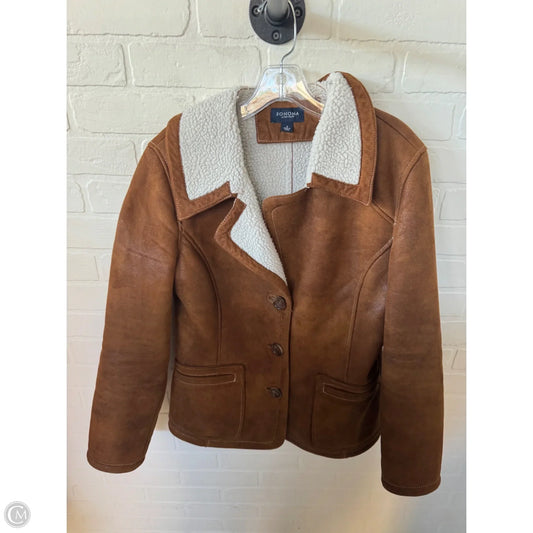 Jacket Moto By Sonoma In Brown & Cream, Size: S