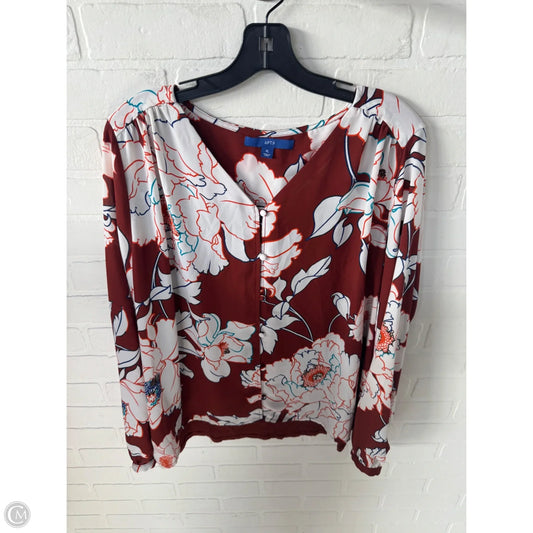 Top Long Sleeve By Apt 9 In Brown & White, Size: Xl