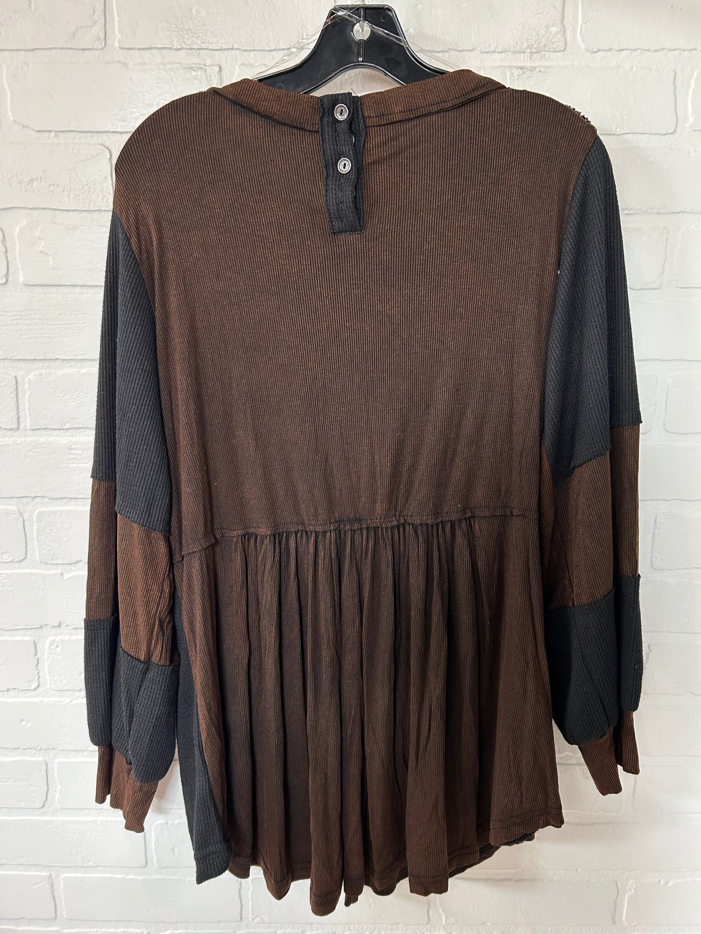 Brown Top Long Sleeve Pol, Size S