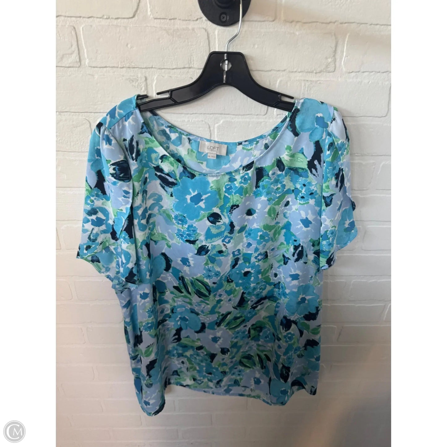 Top Short Sleeve By Loft In Blue & Green, Size: Xxl