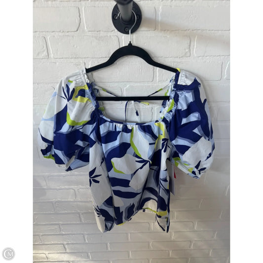 Top Short Sleeve By Nine West In Blue & White, Size: S