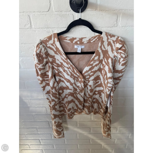 Sweater Cardigan By Nine West In Tan & White, Size: M