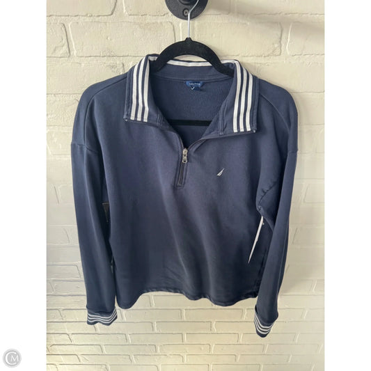 Sweatshirt Collar By Nautica In Blue & White, Size: L